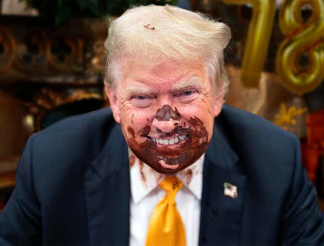 Image for article titled Trump Family Takes Adorable Birthday Pictures Of Donald’s Face Covered In Cake