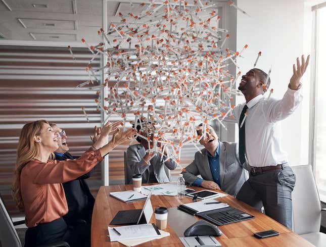 Image for article titled Needles Rain From Ceiling Of FDA Headquarters In Celebration Of Vaccine Approval