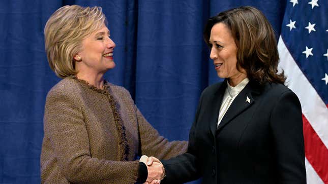 Image for article titled ‘Really, Really, Really Happy For You, Kamala,’ Says Hillary Clinton, Not Letting Go Of Handshake