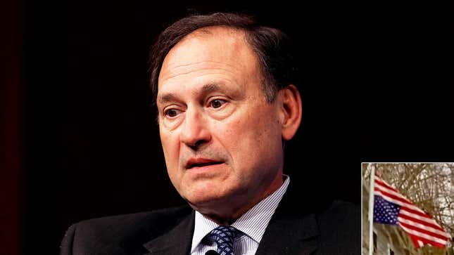 Image for article titled Samuel Alito: ‘I Tried To Take The Flag Down, But My Wife Hit Me. She Hits Me Every Night’